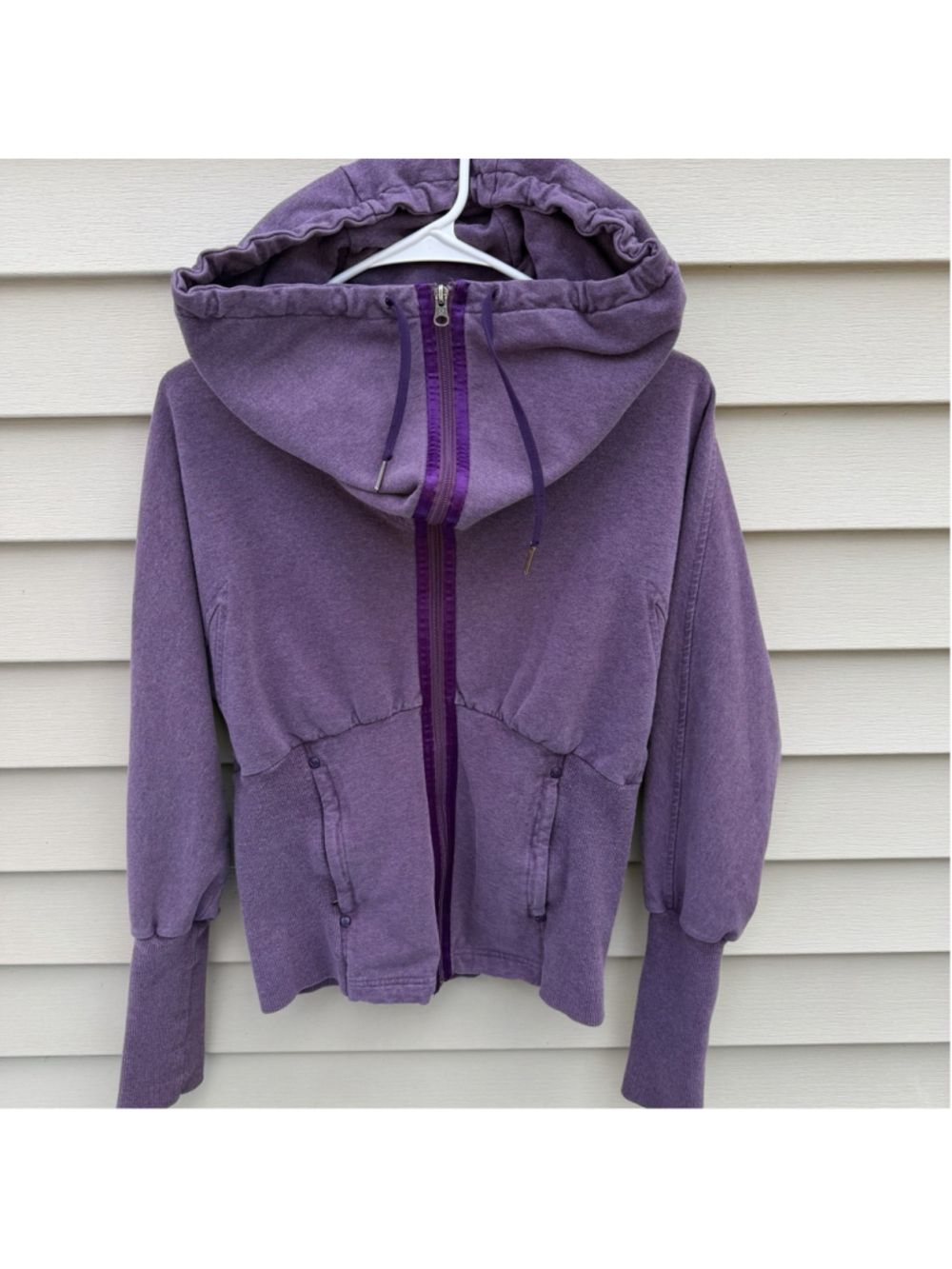 Lululemon Scuba Hoodie Full Zip Cropped High Neck Heathered Plum Purple Size 6
